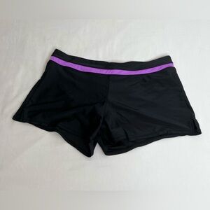 Gerry Womens XL Lined Athletic Shorts Black Purple Stripe
